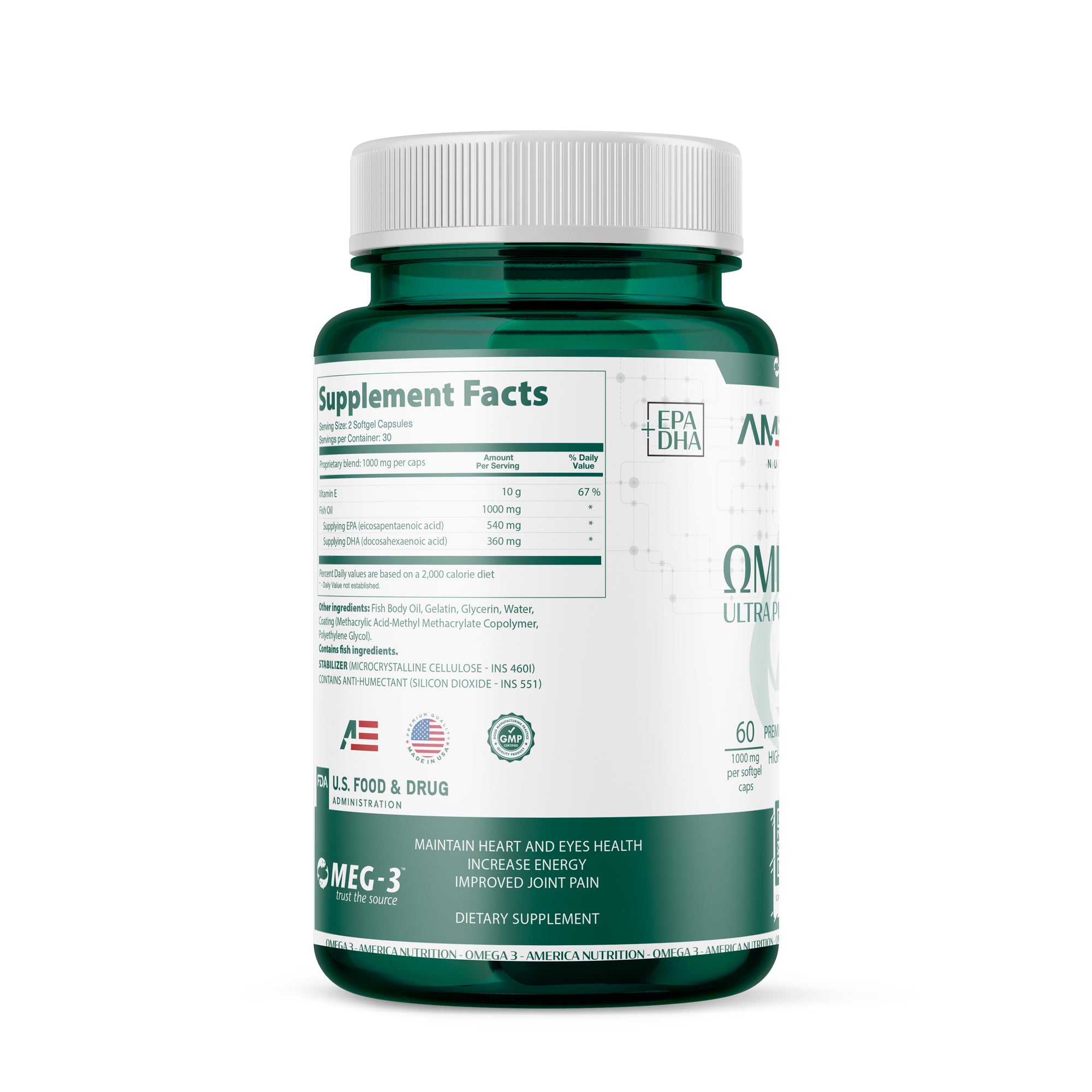 Omega 3 - Ultra Pure Fish Oil - Com Vitamina E